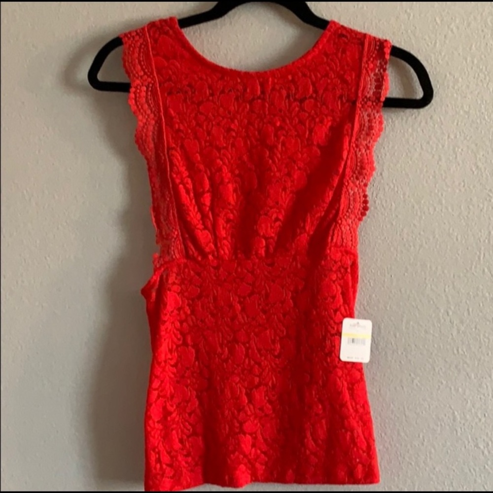 Free people sheer floral lace tan size M